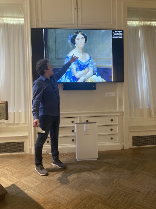 Professor Chris Parrott conducting a class on The Art of the Portrait.