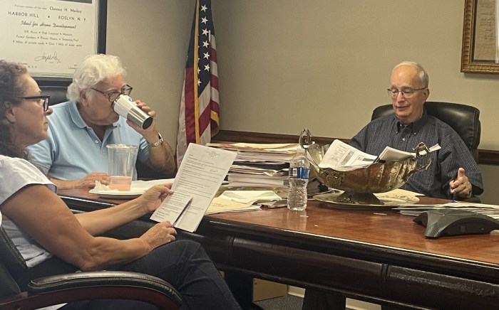 The East Hills Board of Trustees discussed with implementing new stop signs on Midwood Cross.