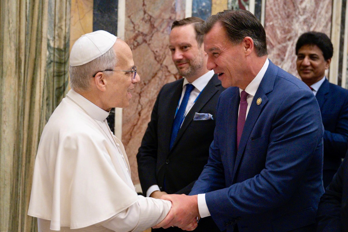 Rep. Tom Suozzi met with Pope Leo XIV during a gathering of the International Catholic Legislators Network.