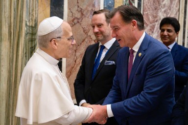 Rep. Tom Suozzi met with Pope Leo XIV during a gathering of the International Catholic Legislators Network.
