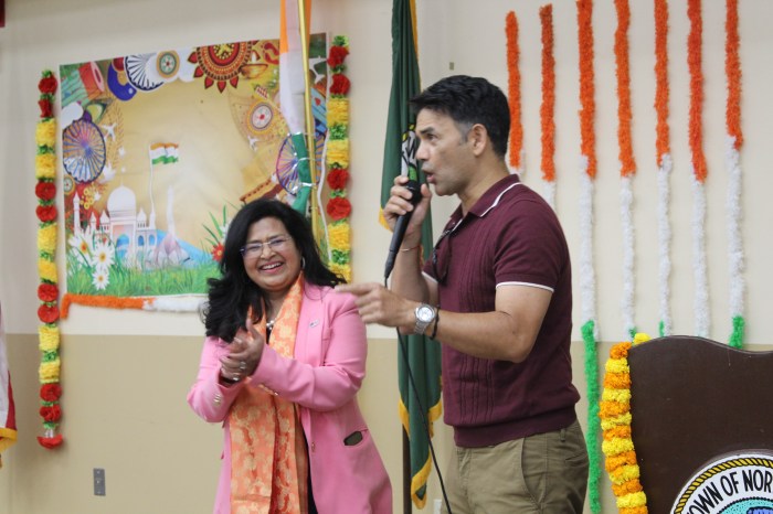 Town Clerk Ragini Srivastava and Manhasset Hills resident Dilip Rawat.
