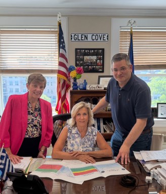 Glen Cove Deputy Mayor Donna McNaughton, Mayor Pam Panzenbeck and Controller Michael Piccirillo (L. to R.)