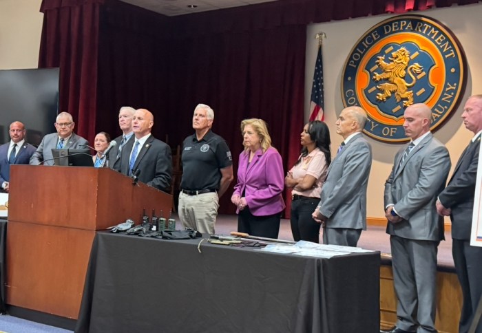 Nassau County Commissioner of Police Patrick Ryder speaks at the press conference regarding 42 arrests in relation to alleged gang violence.