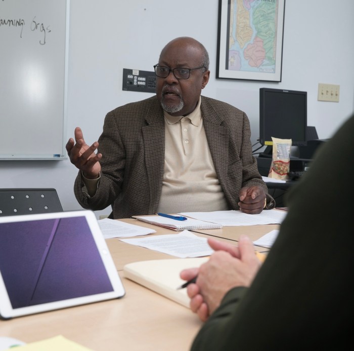 Eustace Thompson teaches students as a professor at Hofstra University.