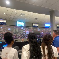 Students from the HerRise STEM Squad program visit National Grid’s control center in Melville and learn about the different careers in engineering and technology.