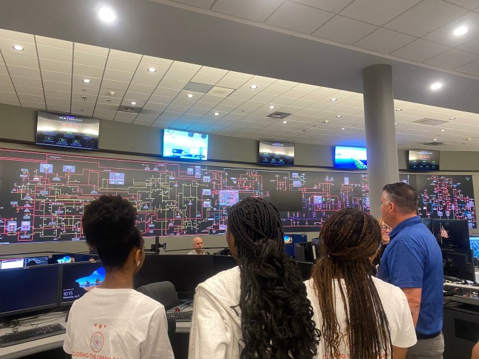 Students from the HerRise STEM Squad program visit National Grid’s control center in Melville and learn about the different careers in engineering and technology.