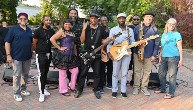Westbury Arts Board Member Ren Zelaya, Lawrence 'LAW' Worrell and the Planet 12 Movement, and Westbury Arts President Julie Lyon at the Summer Concert Series 2025