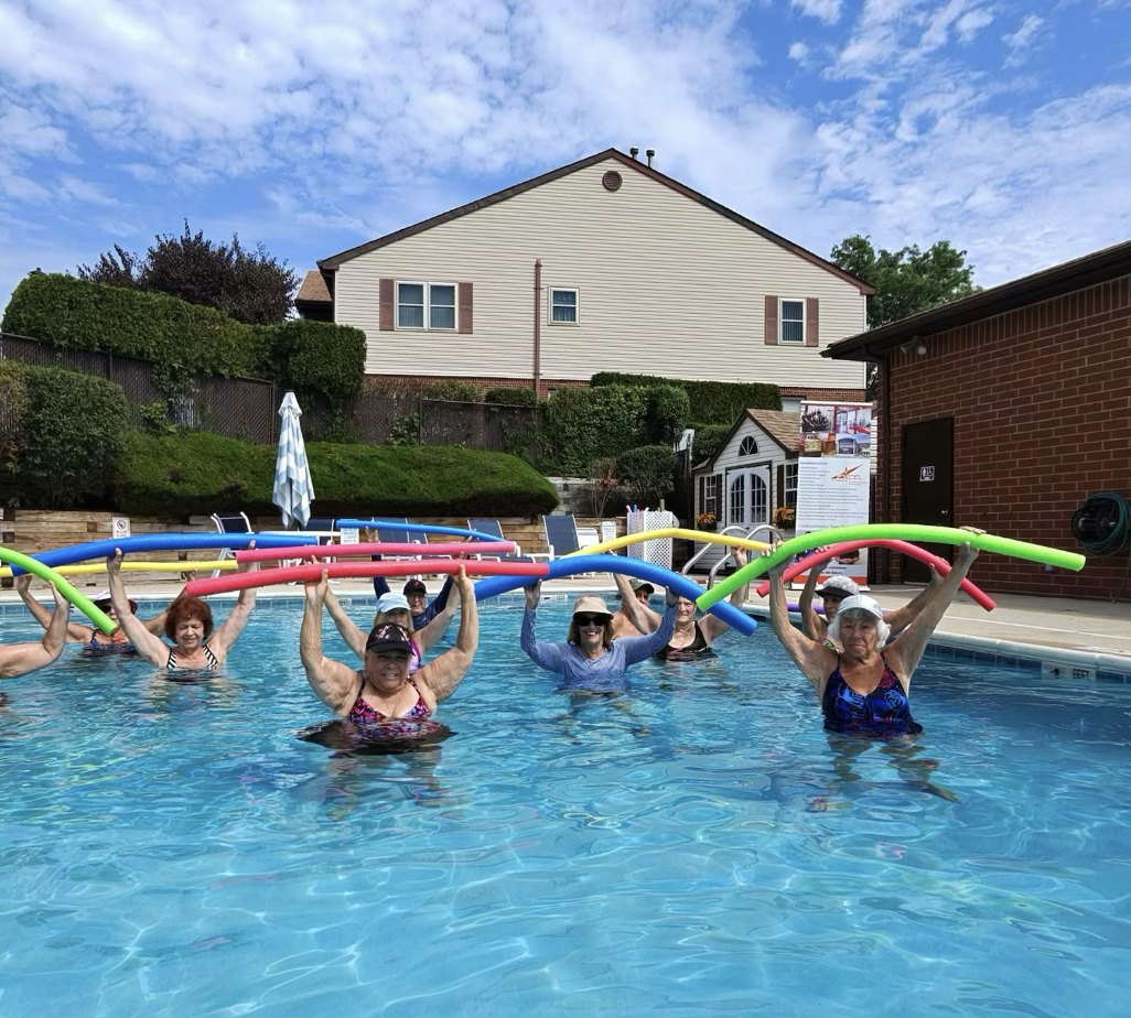 Seniors at the Knolls of Melville participate in aquatic therapy classes each week, led by Ken Shah.