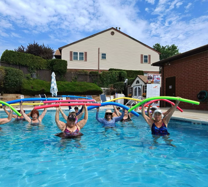 Seniors at the Knolls of Melville participate in aquatic therapy classes each week, led by Ken Shah.