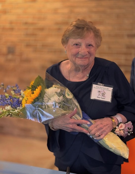Longtime Sands Point Garden Club member Elise Tepper was honored at the event.
