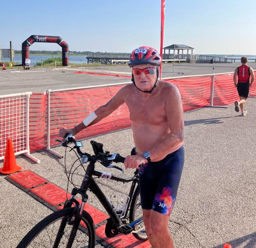 Alan End prepares fort he 10-mile bike at the Smith Point Triathlon