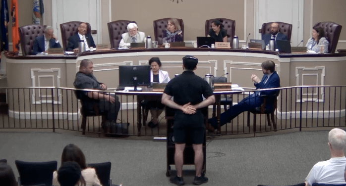 A New Hyde Park resident asked the town board to look at its town code regarding food vendors during public comment.