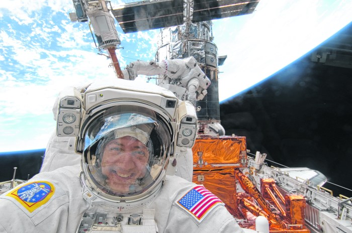 Astronaut and Long Island native Mike Massimo during a space walk