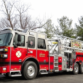 The Jericho Fire Department's new 100-foot tower ladder.