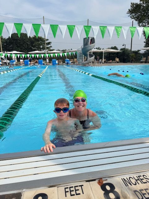 Patrick Schuler (L.) and Mom, Keira Schuler (R.) participated in the 2025 pool swim.