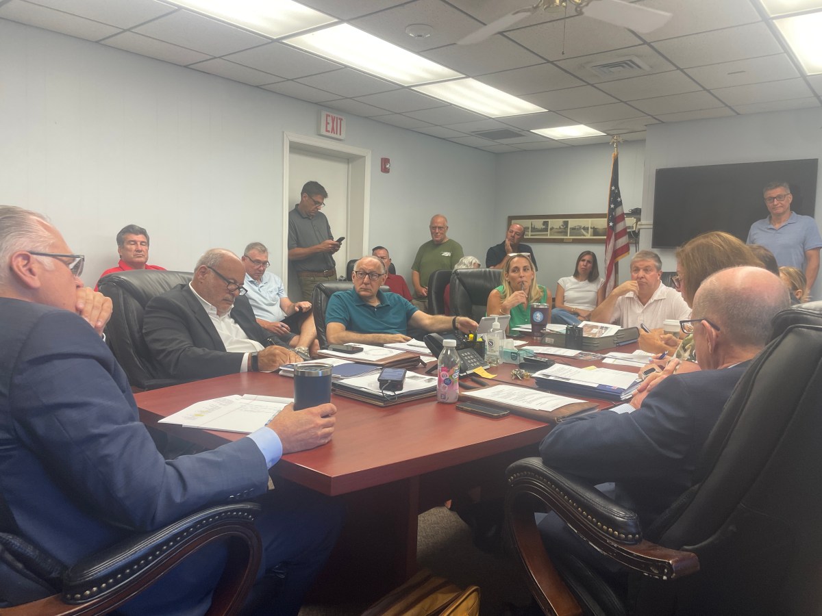 The Port Washington Water Pollution Control District Board discussed a new resolution for the baseball field at Sunset Park.