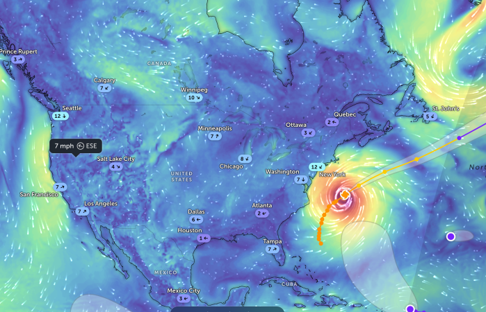 Satellite imagery showing Hurricane Erin as of Thursday afternoon