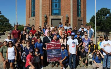 Veterans walked around Eisenhower Park while raising donations for those in need.