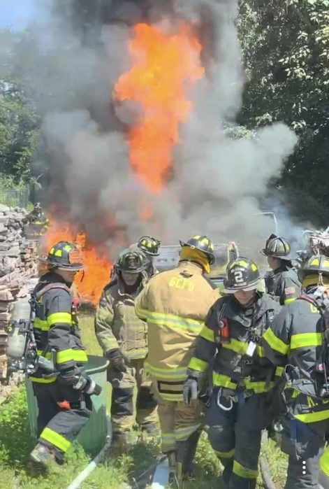 The Glen Cove Fire Department combatting a pick-up truck fire located at 30 St. Andrew’s Lane, just hours before combatting another fire on Glen Street.