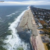 Sand replenishment in progress at Fire Island Pines over the winter of 2025