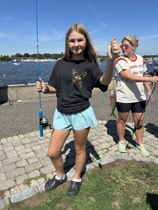 Kids caught snappers, a juvenile bluefish.