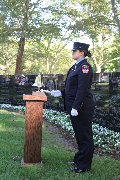 FDNY EMS Erin McDonough rang a bell after each victim's name was called.