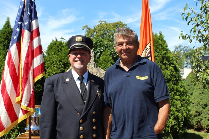 Village of Manorhaven Mayor John Popeleski (L.) and Deputy Mayor Harry Farina (R.).