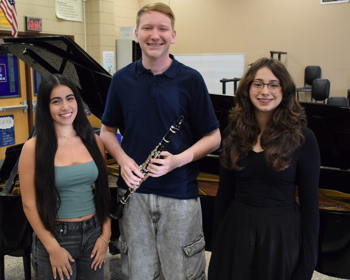 Sophia Rose Alfieri, Gerrit Dabovich and Gianna Attison (L. to R.) have been named 2025 NYSSMA All-State musicians.