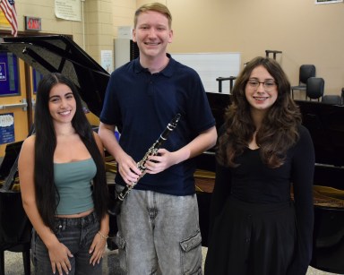 Sophia Rose Alfieri, Gerrit Dabovich and Gianna Attison (L. to R.) have been named 2025 NYSSMA All-State musicians.