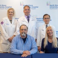 Back row: Jacqueline Moline, MD; Aldo Iacano, MD; and Si Pham, MD. Front row: William Giammarino and his wife, Debra Cilenti. Photo credit: Northwell Health.