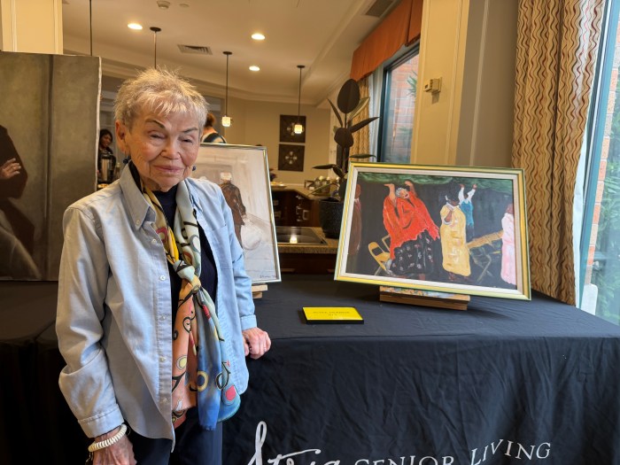 Alyce Drabkin, 97, displayed two of her paintings.