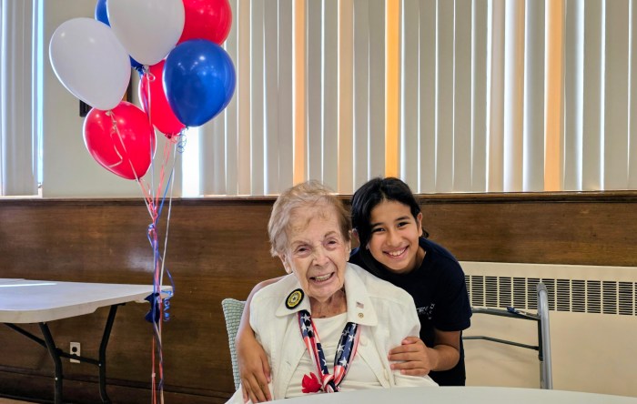American Legion Auxiliary member Florence Parrella and junior member Celeste Arora celebrate. Photo provided by American Legion Auxiliary Unit 304