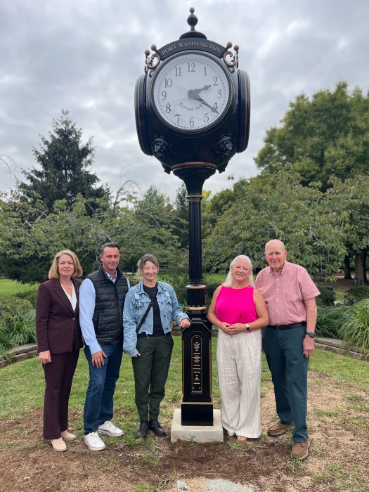 North Hempstead Town Supervisor Jennifer DeSena and Greater Port Washington Business Improvement District Board Members Michael Tretola, Halime Berkay, Holly Byrne and Bill Haagenson.