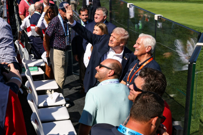 Trump was met with "U.S.A." chants while attending the Ryder Cup.