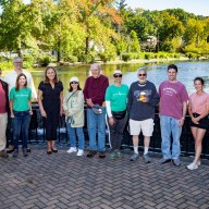 Nassau County Legislature Minority Leader Delia DeRiggi-Whitton joined volunteers to participate in a fall cleanup and nature walk at Baxter’s Pond and the Barbara Johnson Park and Preserve.