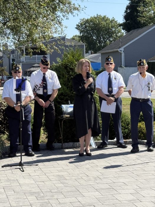 North Hempstead Town Supervisor Jennifer DeSena spoke at the memorial.