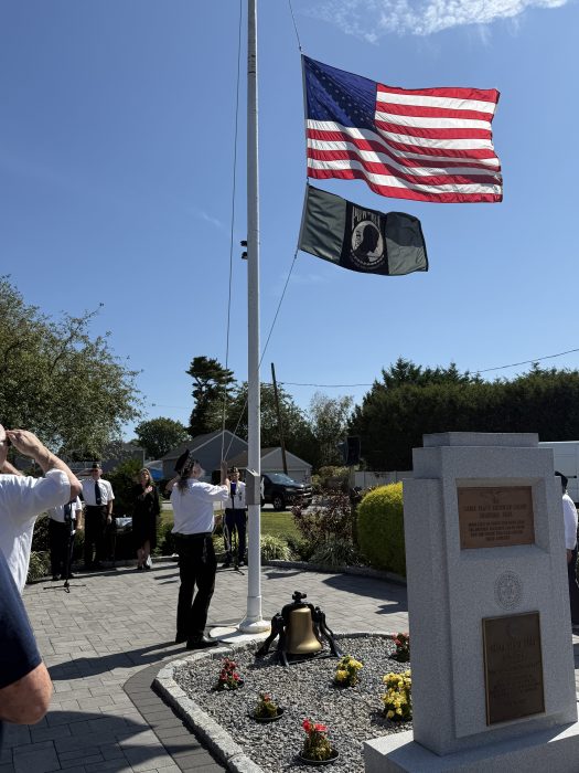 The American flag was raised to conclude the ceremony.