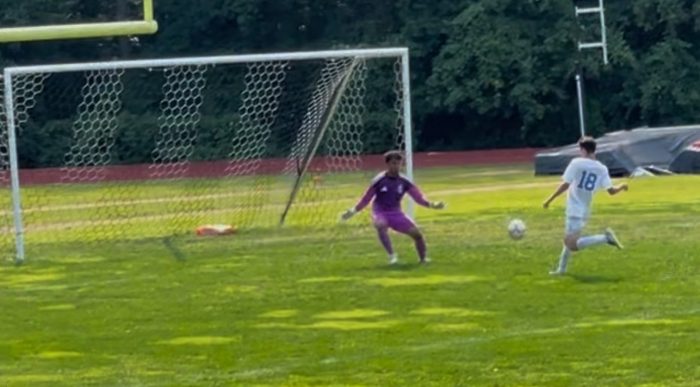 Goldstein, jersey number 18, plays for Roslyn High School's junior varsity soccer team.