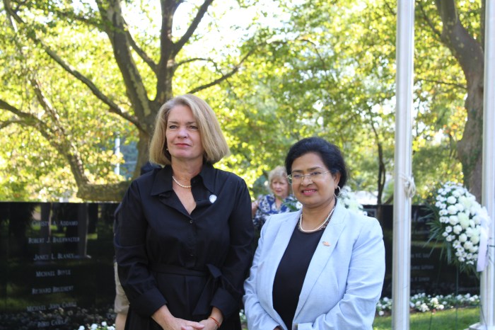 North Hempstead Town Supervisor Jennifer DeSena (L.) and North Hempstead Town Clerk Ragini Srivastava (R.).
