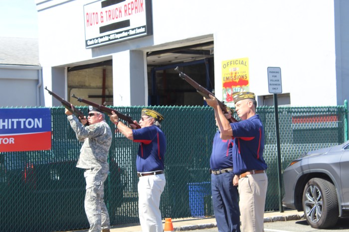 Rifle salute by the members of the VFW Post 1819.