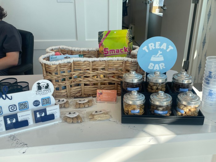 A "treat bar" at Town Animal Hospital of Manhasset