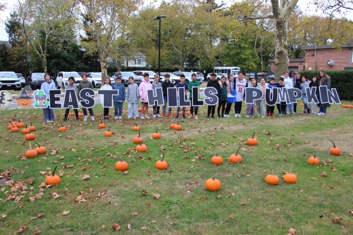 East Hills Elementary School celebrating pumpkin picking day.