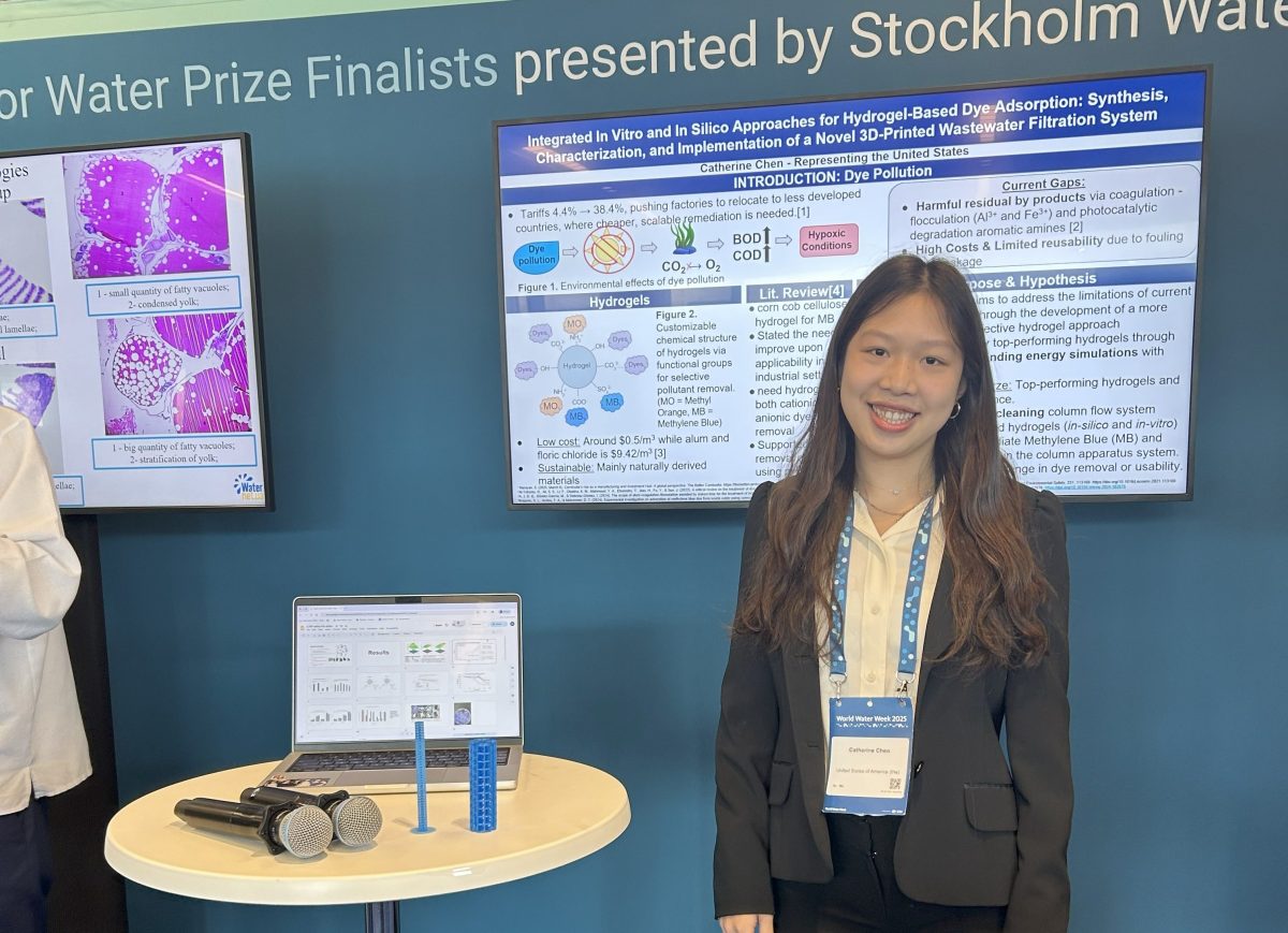 High school senior Catherine Chen represented the United States at the International Stockholm Junior Water Prize in Stockholm, Sweden.