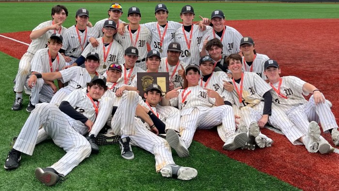 Wantagh High School’s varsity baseball team, one of 77 Long Island schools honored for student-athlete excellence.