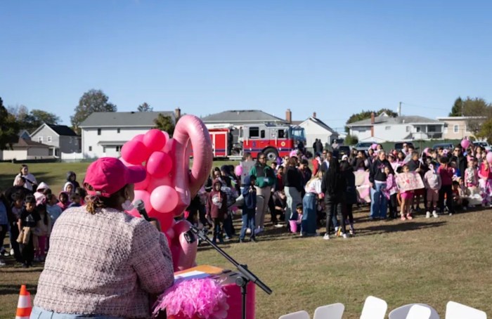 Allison Hernandez speaks to the crowd at the event.