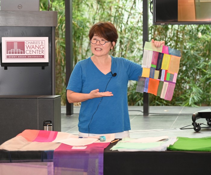 Artist Wonju Seo having a workshop on Jogakbo, the art of Korean patchwork tradition