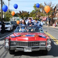 High school juniors cruised through the homecoming parade in a classic caddy.