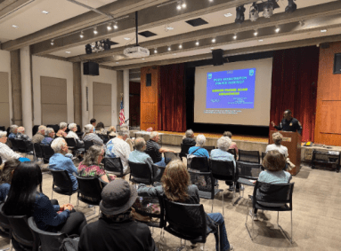 The Board of Police District Commissioners presenting on the dangers of cyberscams at the 2024 Crime Prevention Community Forum.