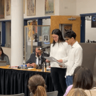 Jericho High School Student Council co-presidents spoke at the October meeting about updates in the high school.