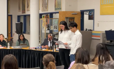 Jericho High School Student Council co-presidents spoke at the October meeting about updates in the high school.